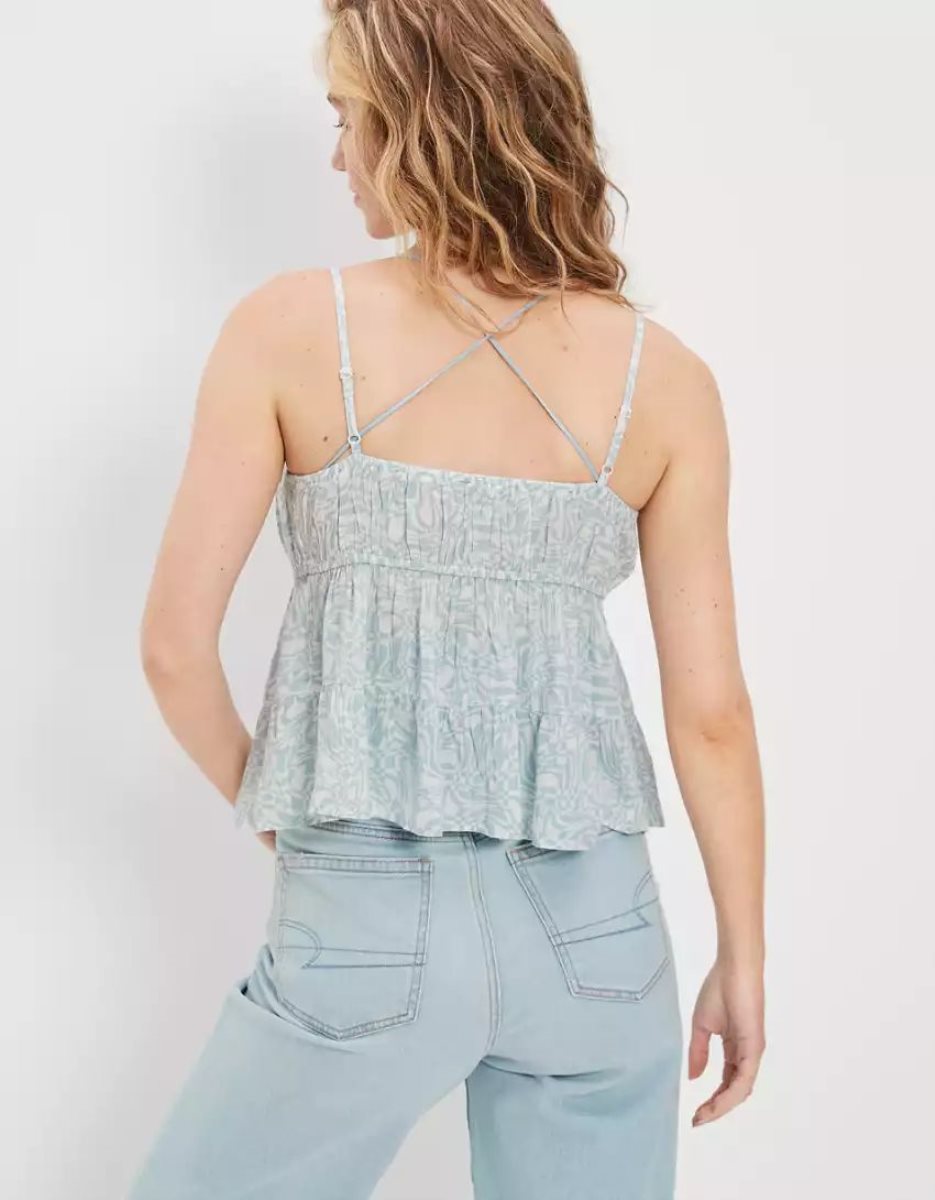 Chemises American Eagle AE Tie-Front Cami Bleu Clair Femme | MKH-17560935